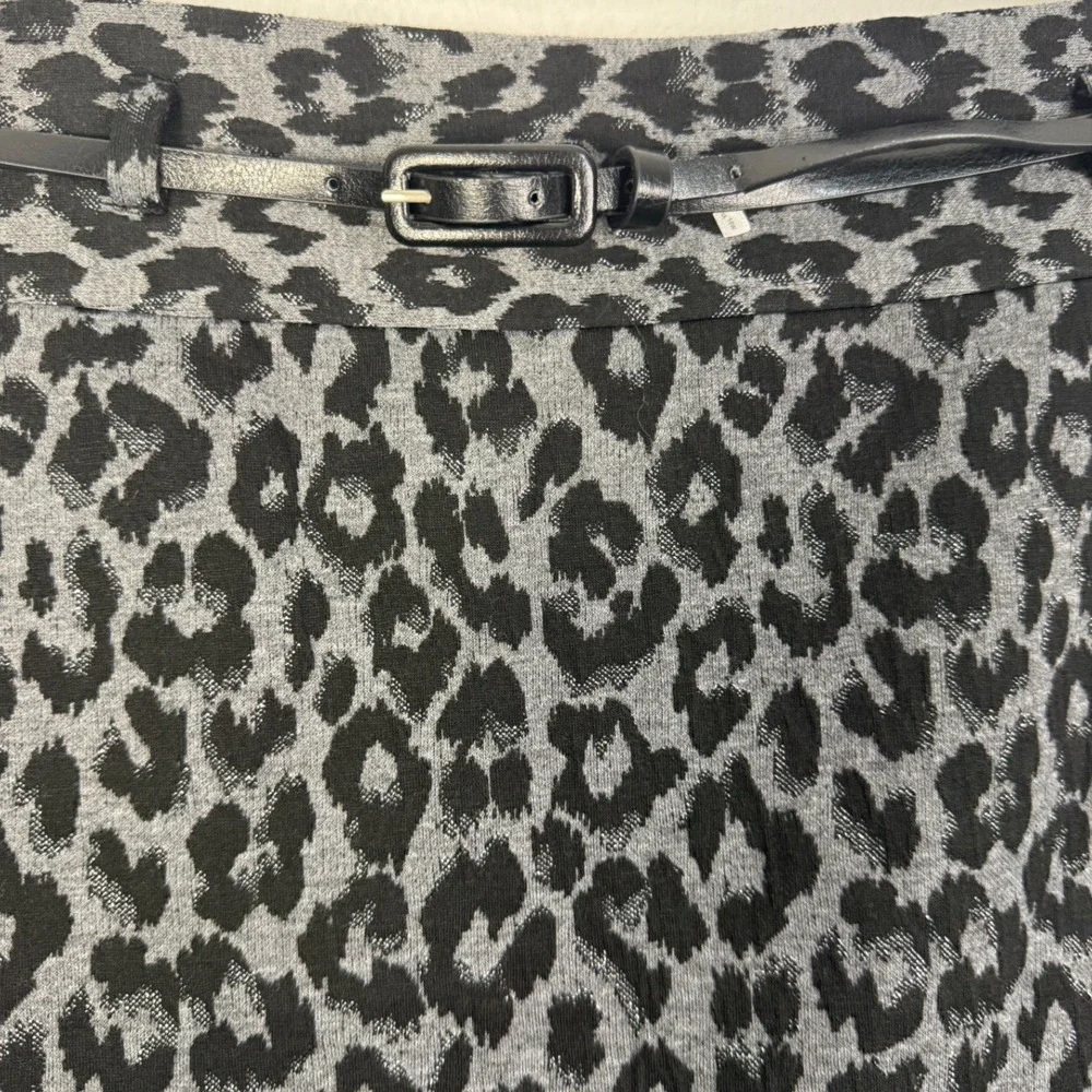 Charter Club Leopard Print‎ Pencil Skirt Belt Lined Metallic Threads Size 18W